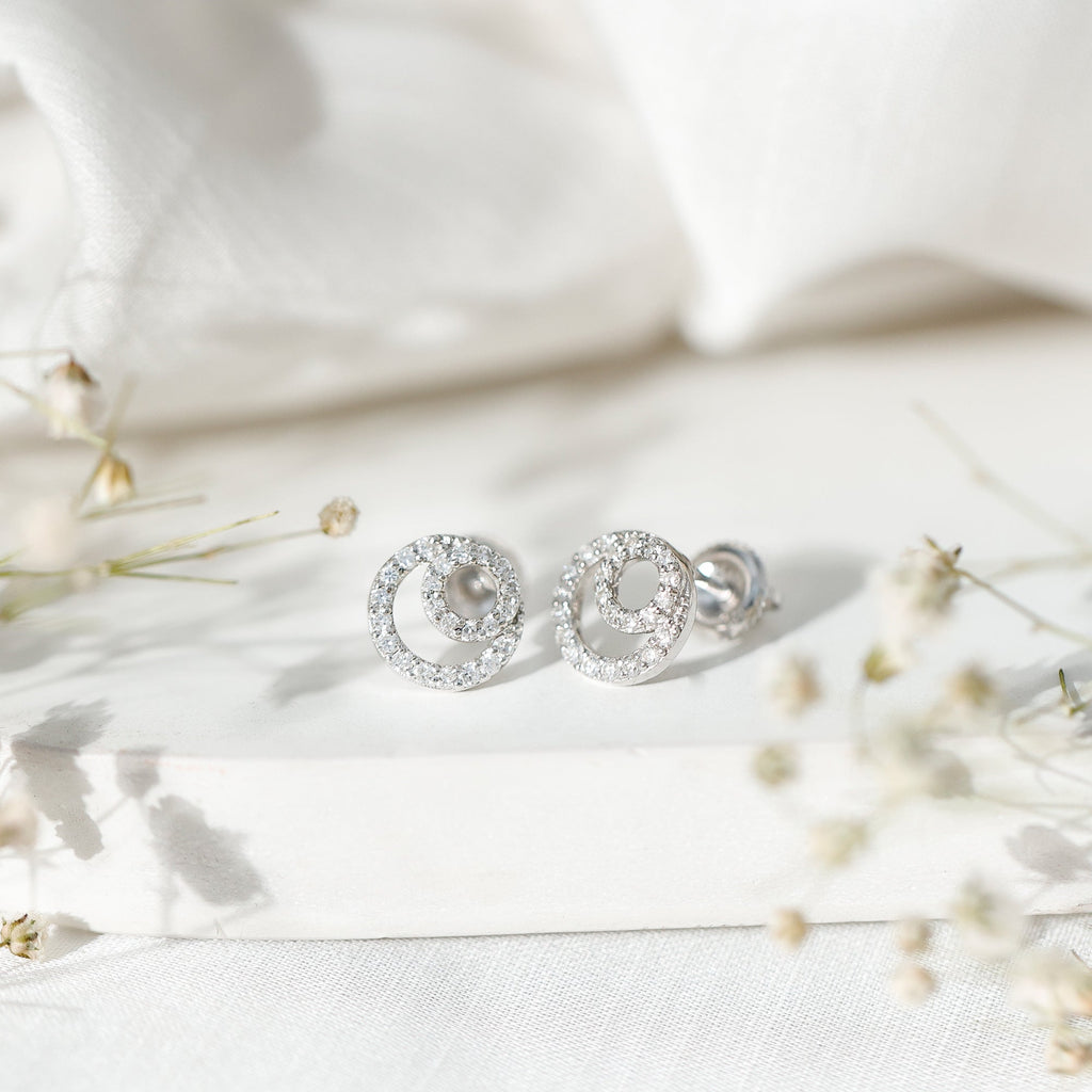 Lab Grown Diamond Double Circle Stud Earrings