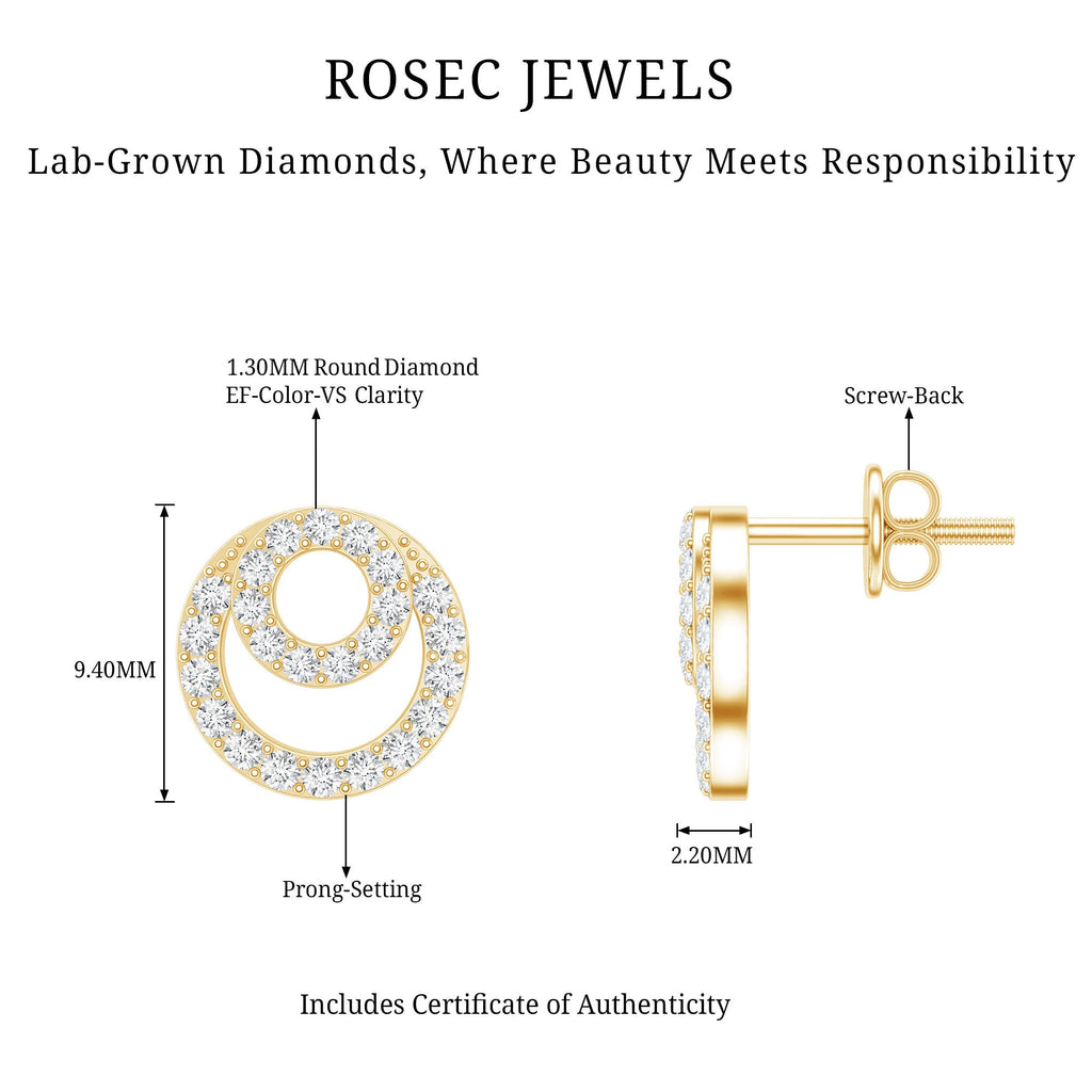 Lab Grown Diamond Double Circle Stud Earrings