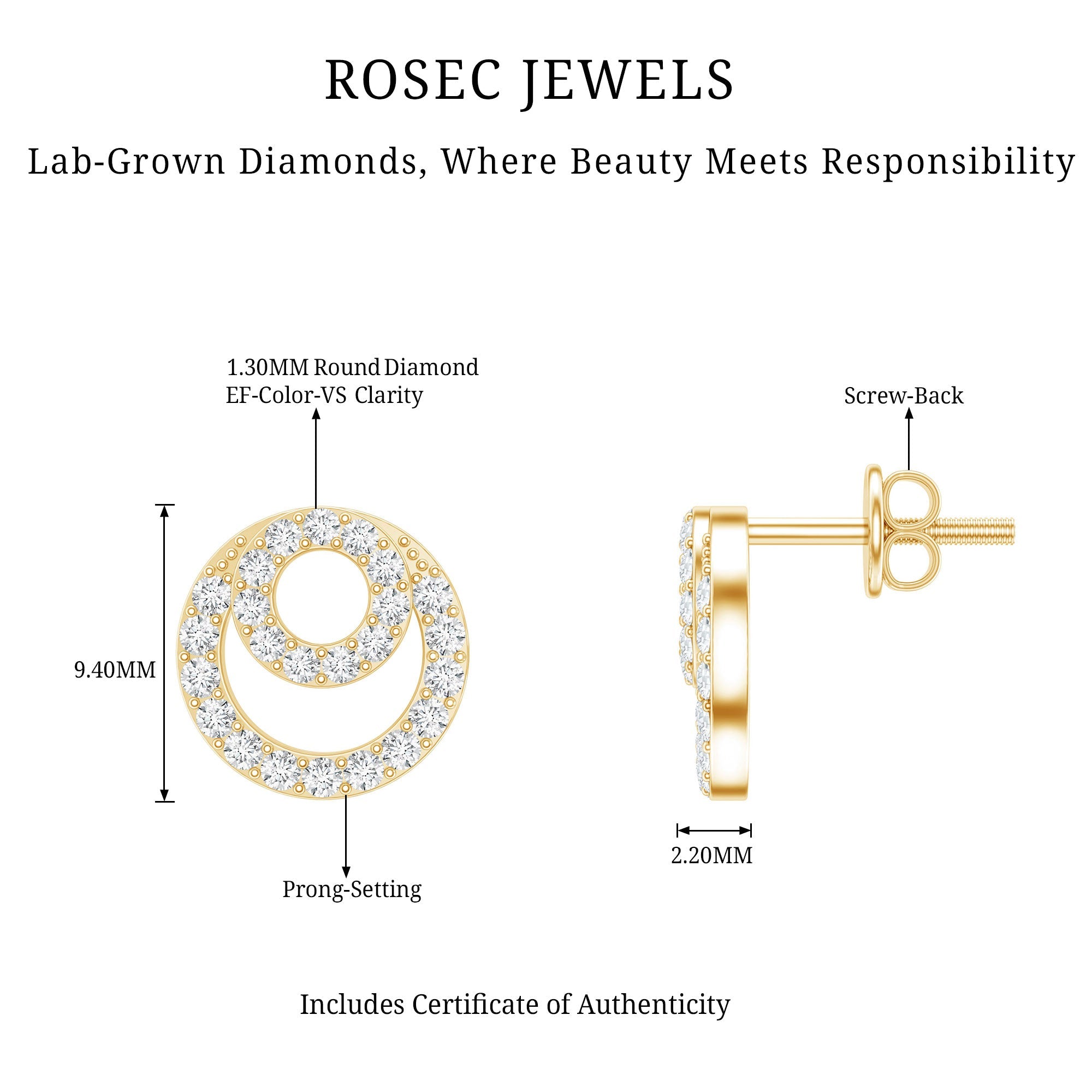 Lab Grown Diamond Double Circle Stud Earrings