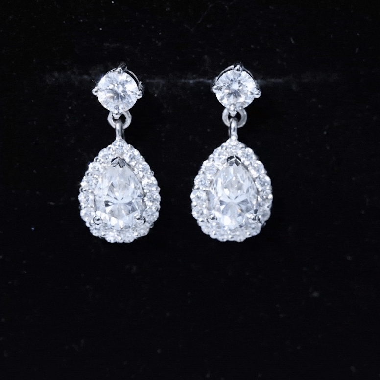 Lab 5X7MM Pear Shaped Diamond Bridal Drop Earrings