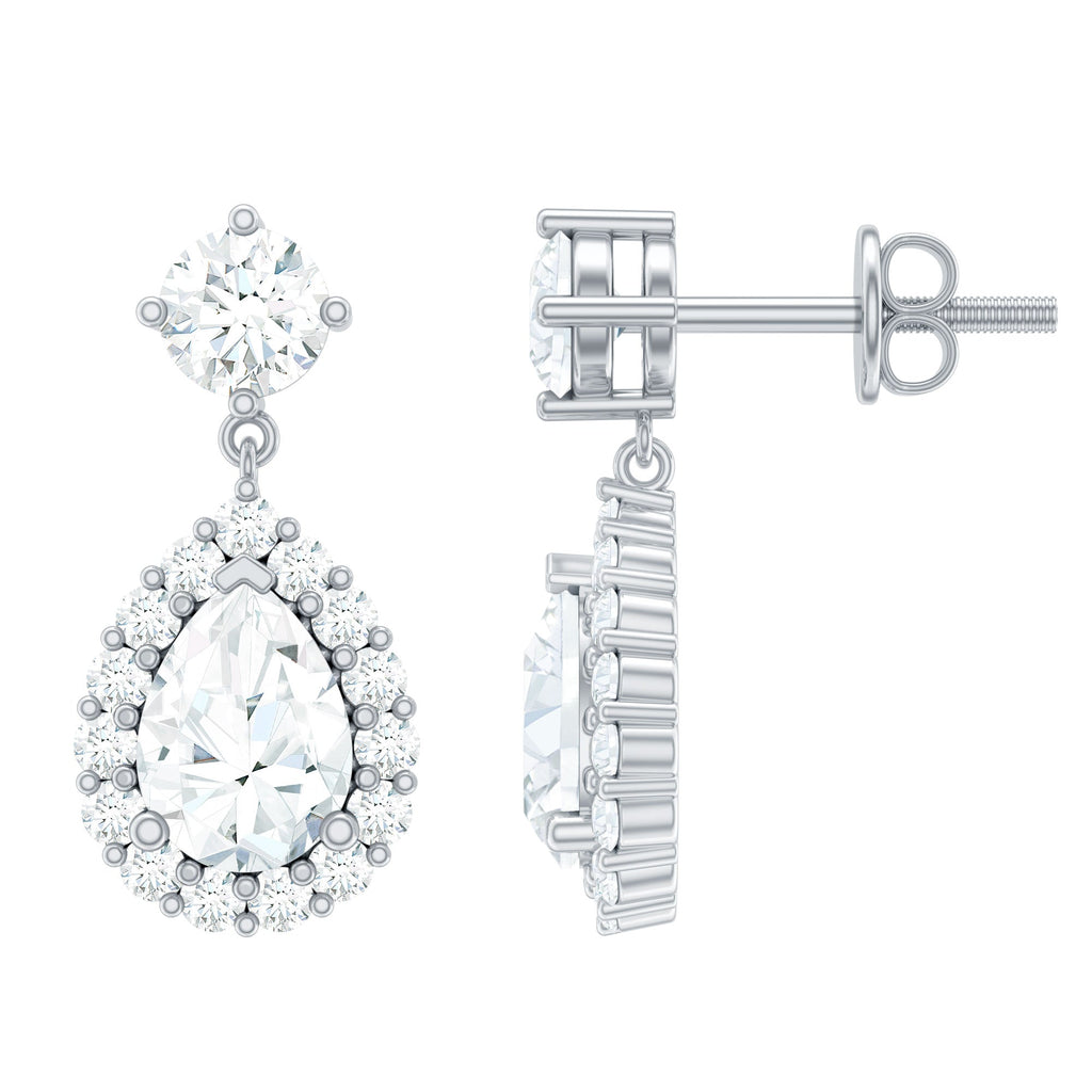 Lab 5X7MM Pear Shaped Diamond Bridal Drop Earrings