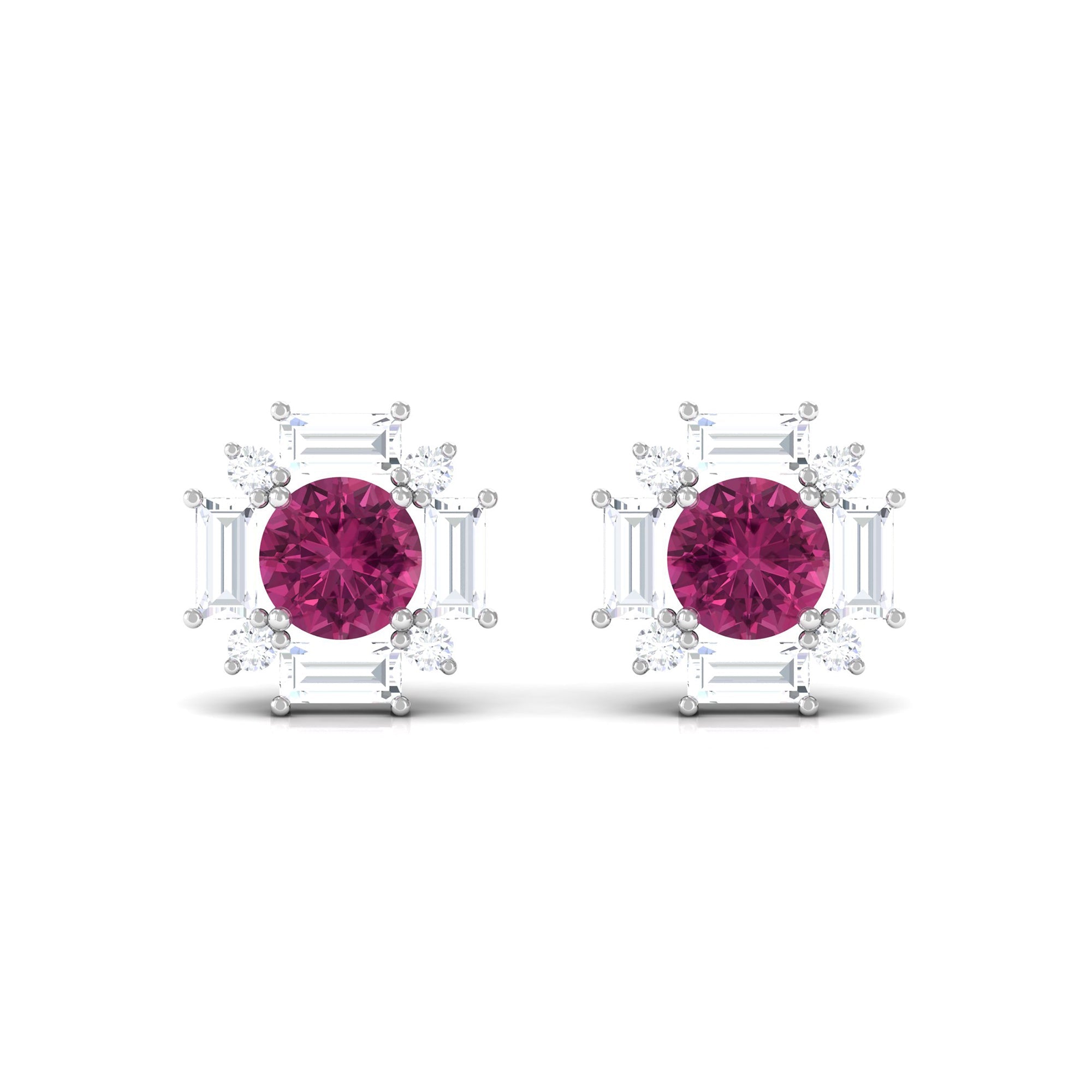 1.25 CT Pink Tourmaline and Diamond Halo Stud Earrings