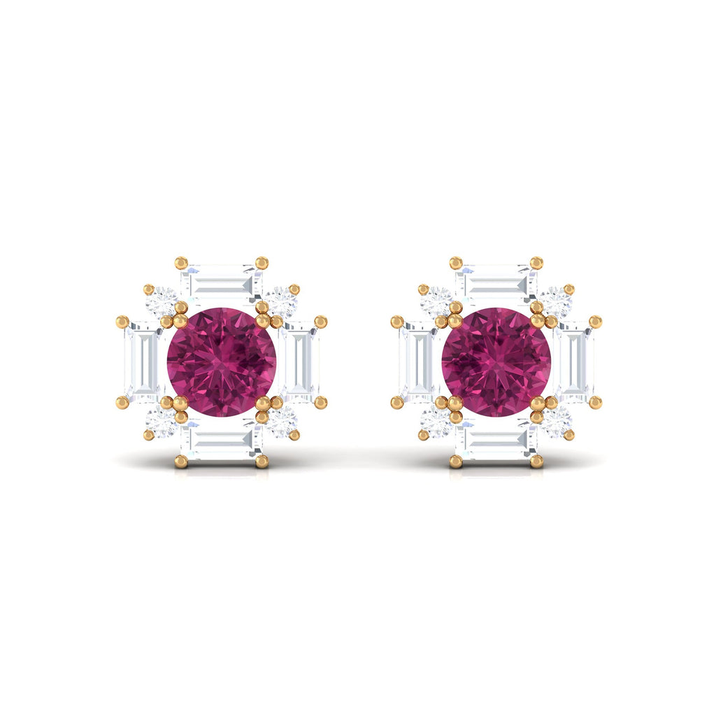 1.25 CT Pink Tourmaline and Diamond Halo Stud Earrings