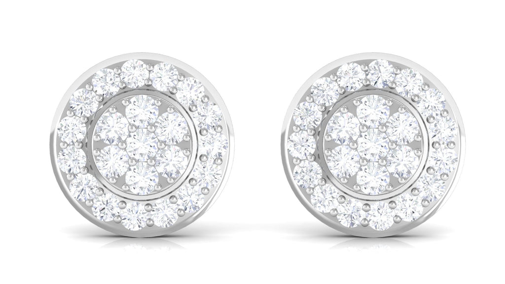 Natural Diamond Round Earrings with Screw Back