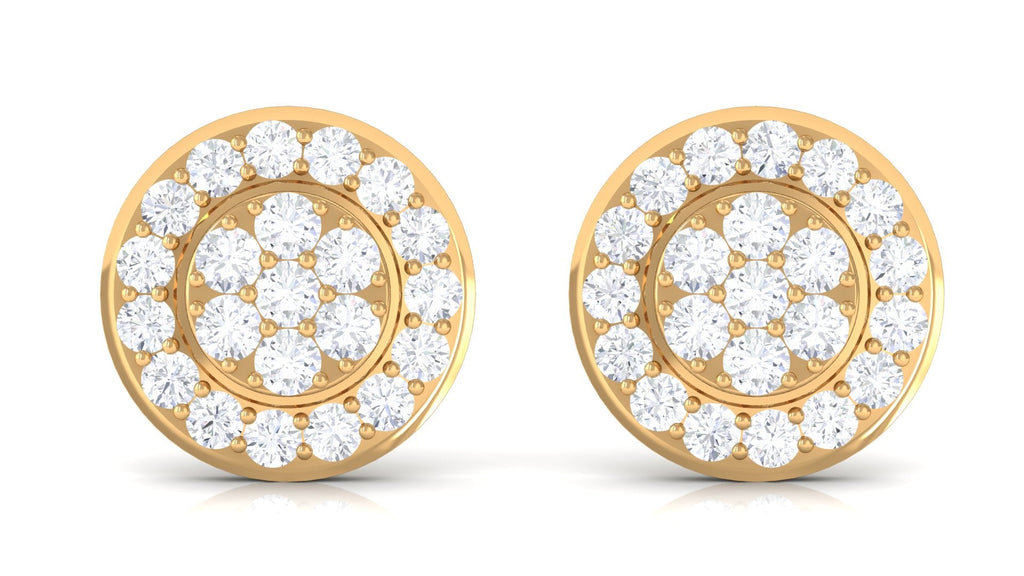 Natural Diamond Round Earrings with Screw Back