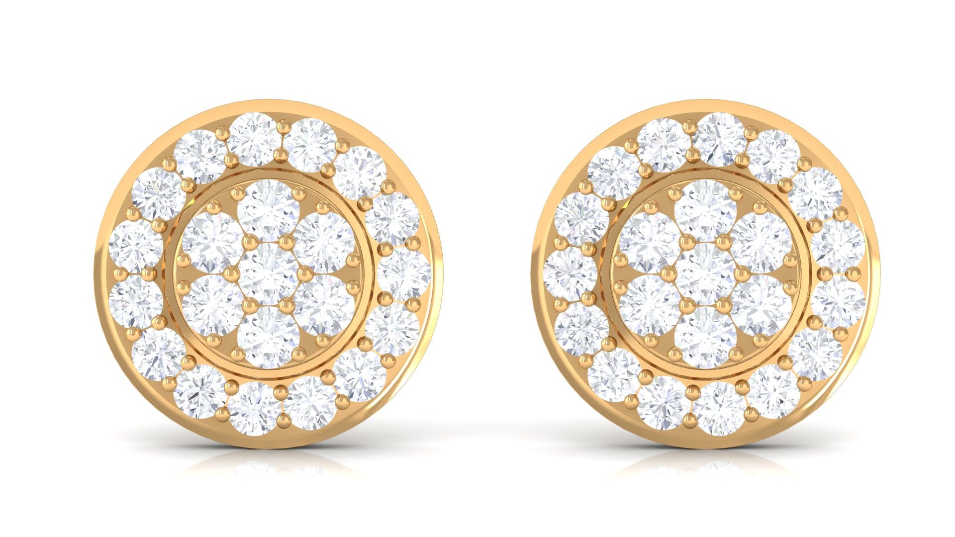 Natural Diamond Round Earrings with Screw Back