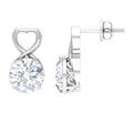 2 CT Round Shape Solitaire Moissanite Heart Stud Earrings