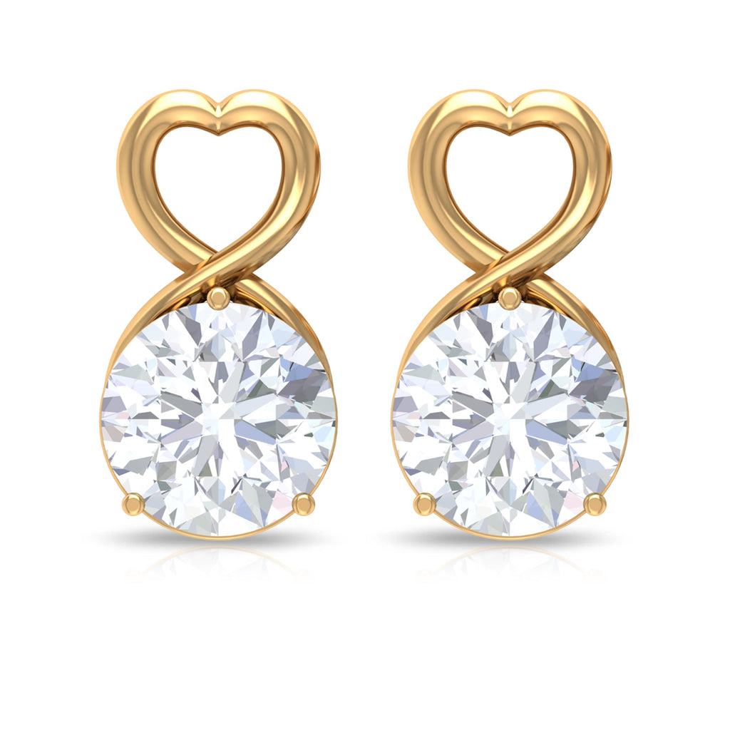 2 CT Round Shape Solitaire Moissanite Heart Stud Earrings