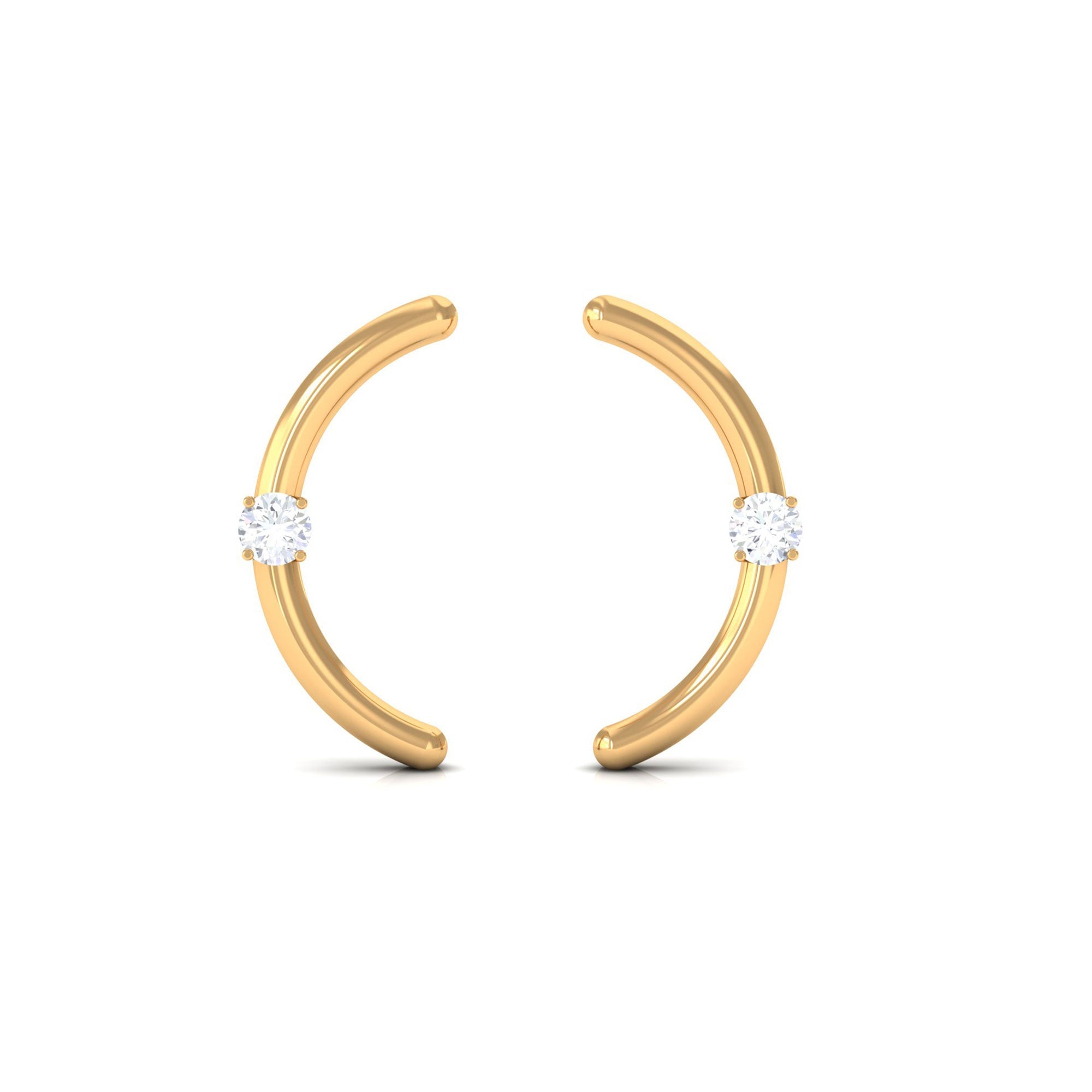 Certified Moissanite Curved Stud Earrings