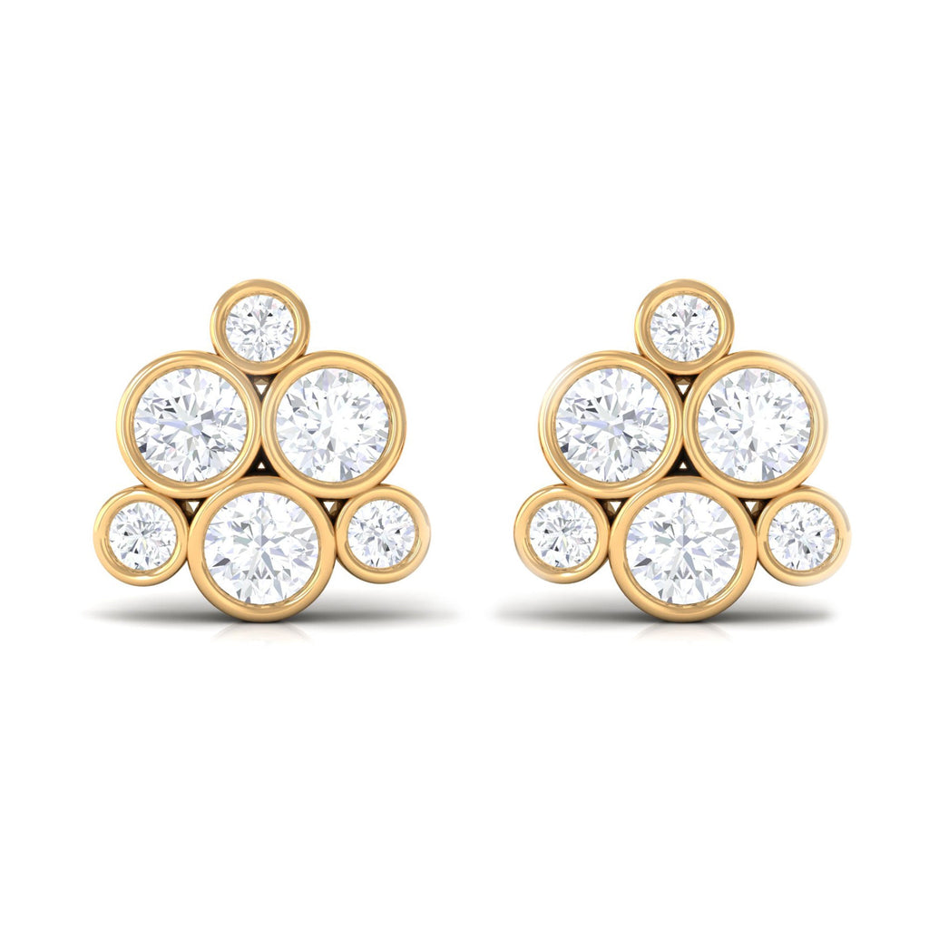 1/2 CT Bezel Set Diamond Cluster Stud Earrings