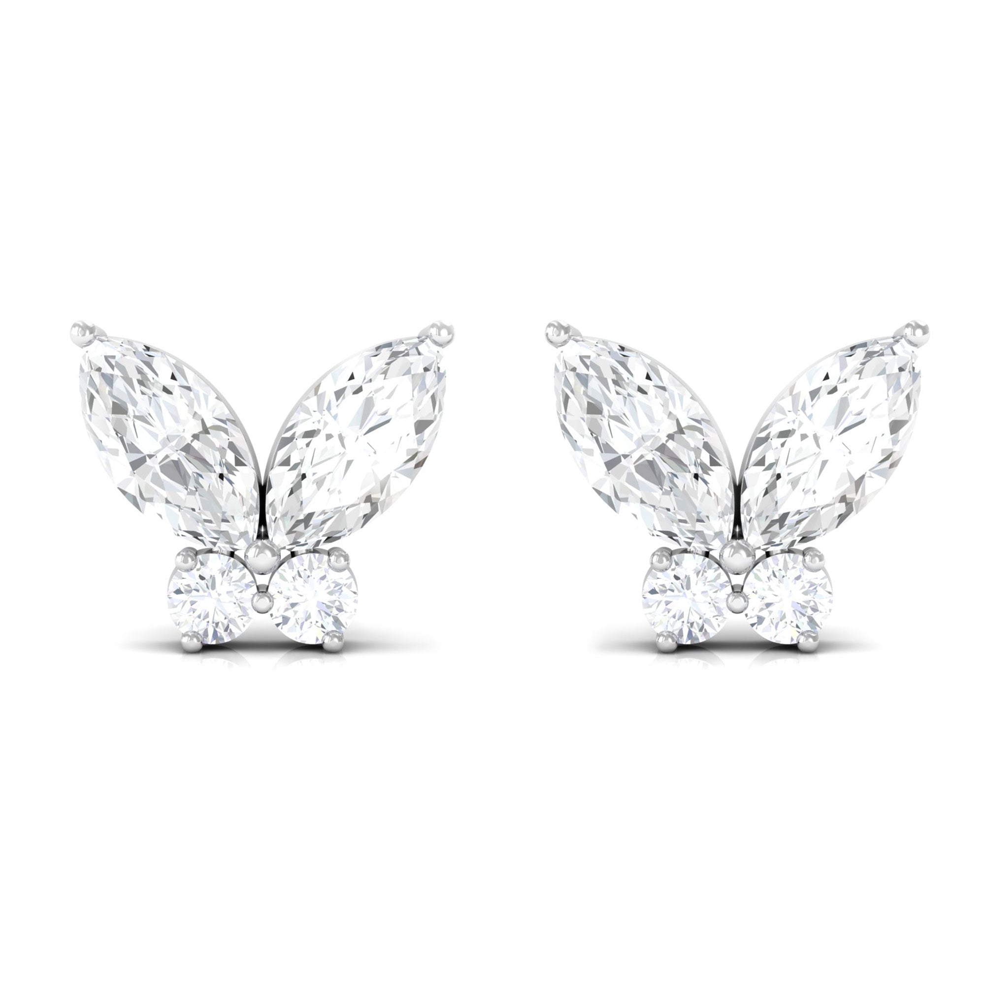 Natural Diamond Butterfly Stud Earrings with Certificate