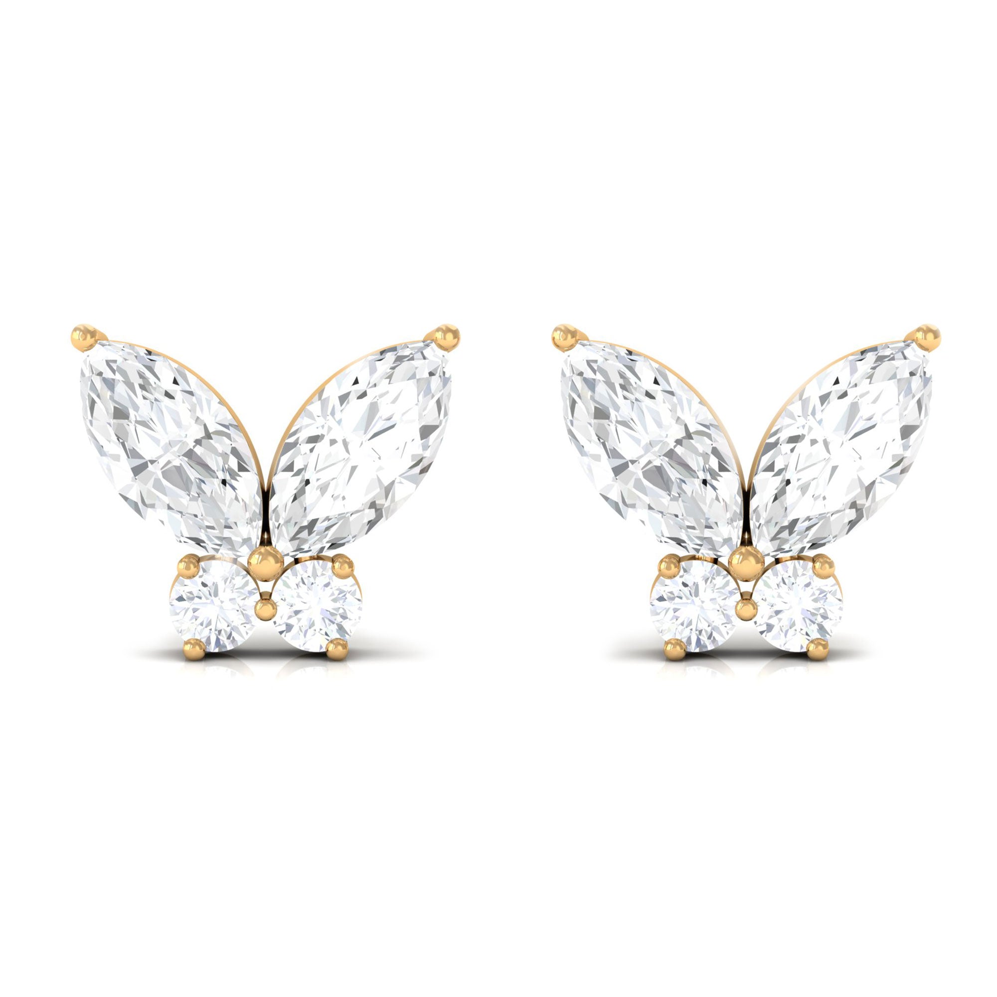 Natural Diamond Butterfly Stud Earrings with Certificate