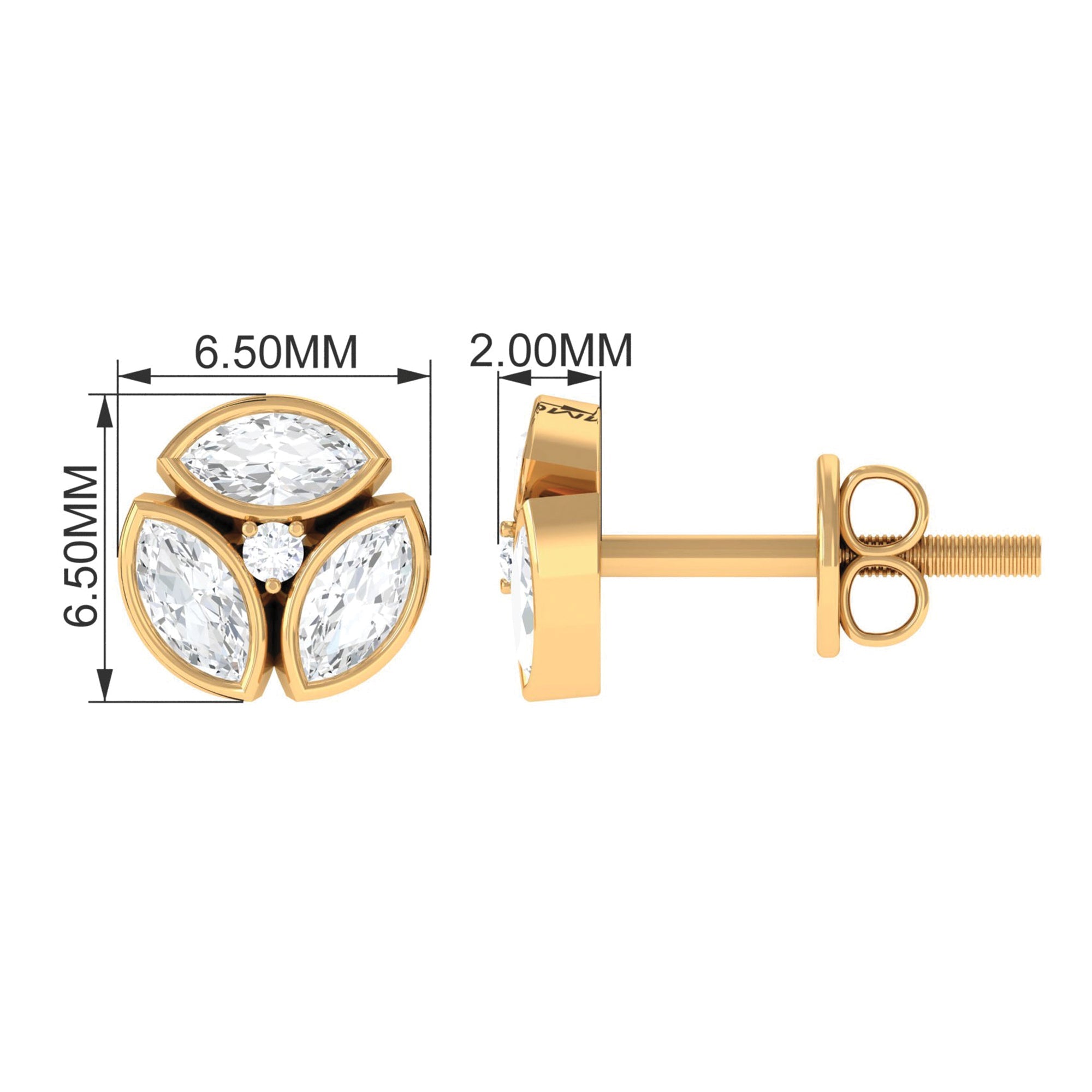 Bezel Set Natural Diamond Cluster Stud Earrings