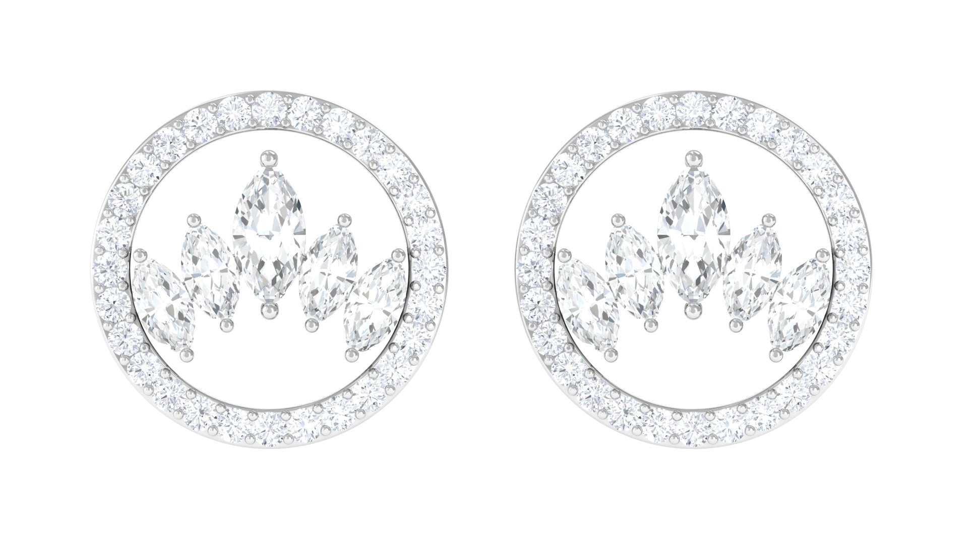 Natural Diamond Big Stud Earrings with Screw Back