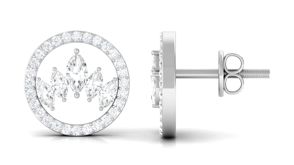 Natural Diamond Big Stud Earrings with Screw Back