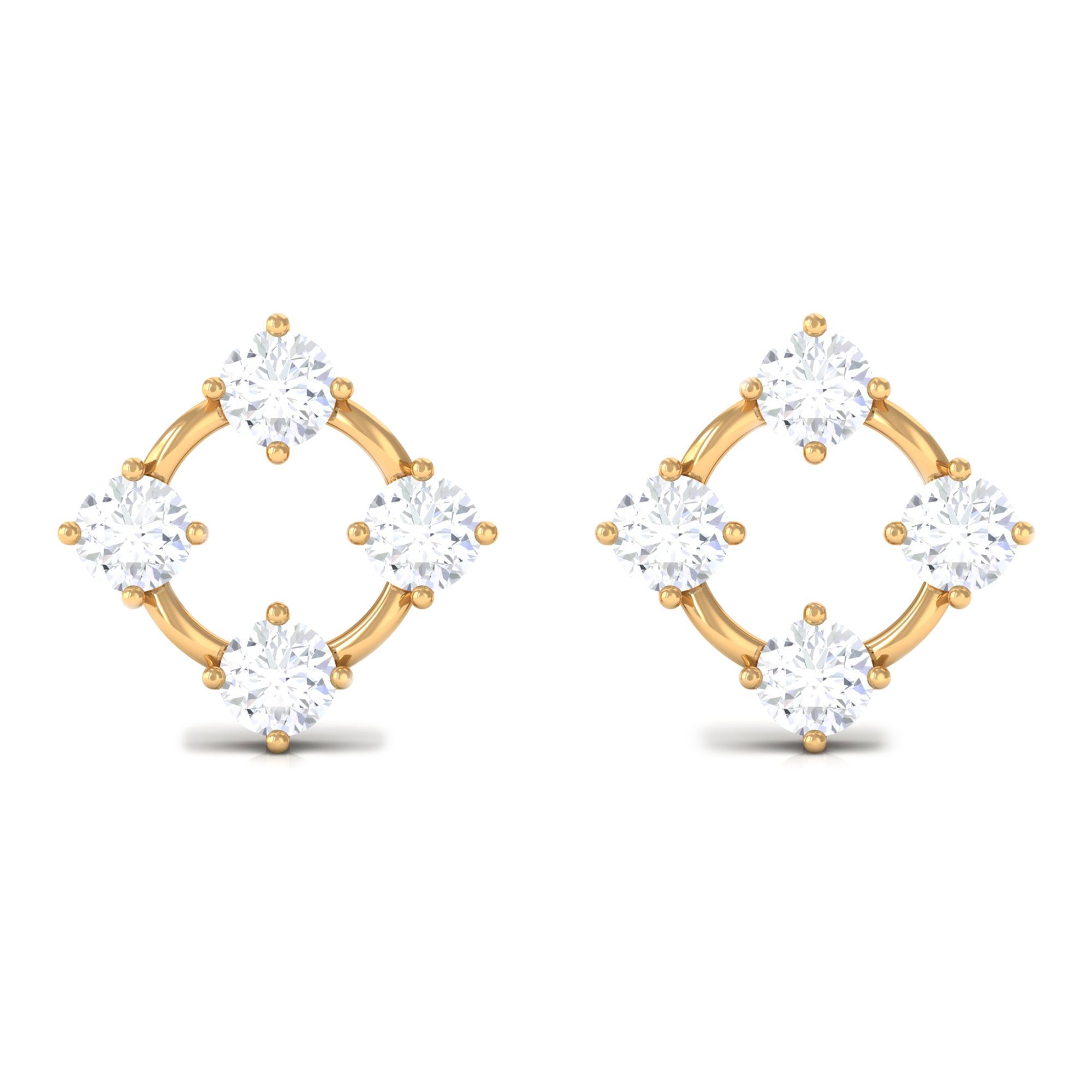 Natural Womens Diamond Stud Earrings with Screw Back