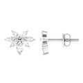 Marquise Cut Real Diamond Cluster Flower Stud Earrings