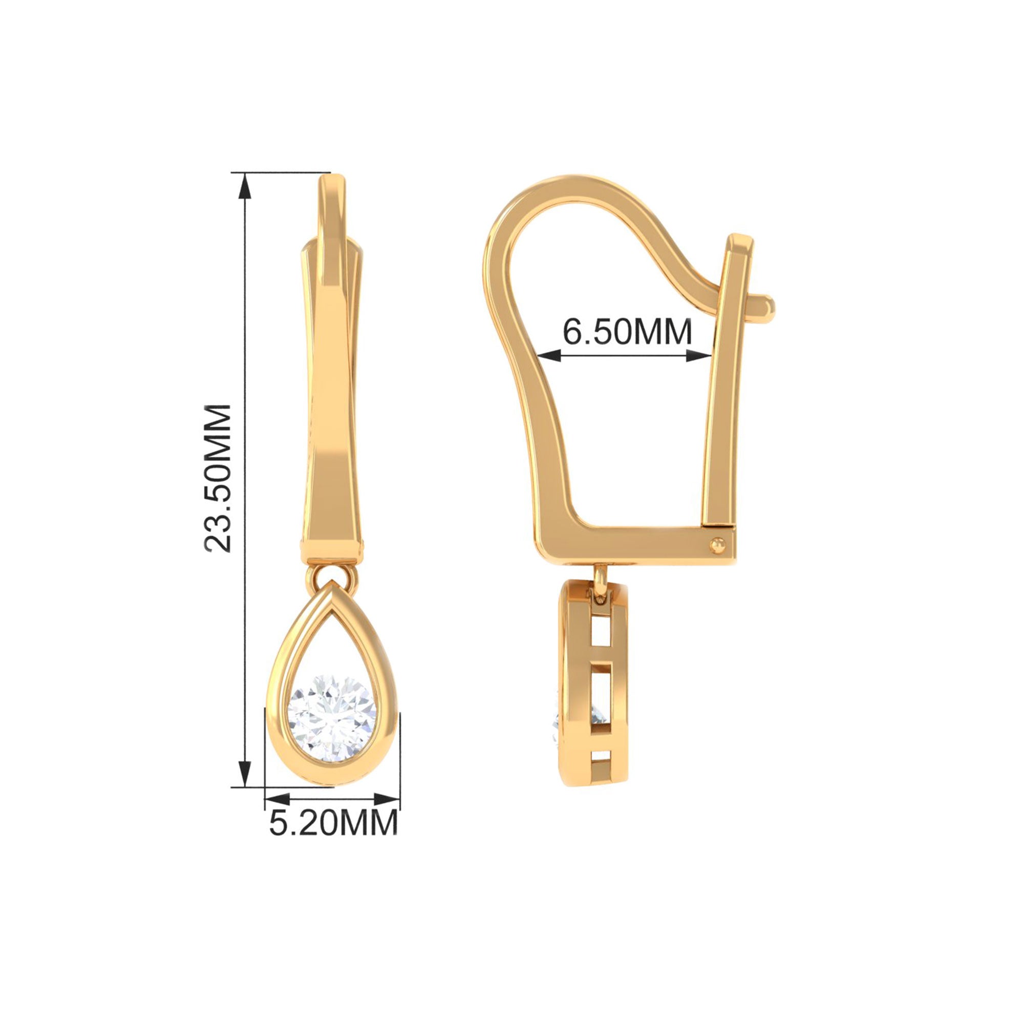 1/2 CT Genuine Diamond Teardrop Hoop Earrings