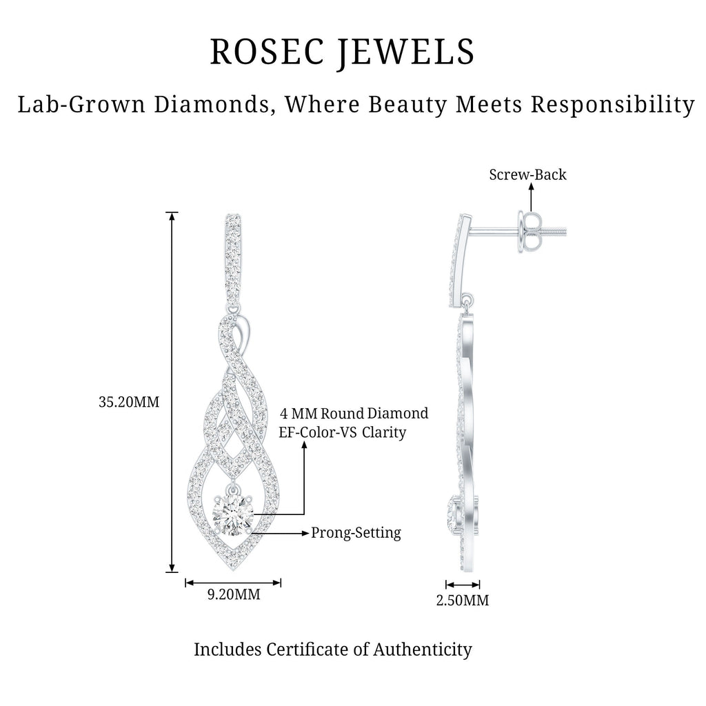 Lab Grown Diamond Long Statement Earrings