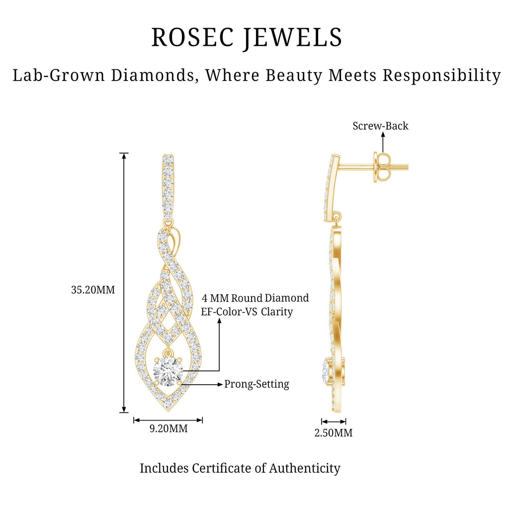 Lab Grown Diamond Long Statement Earrings