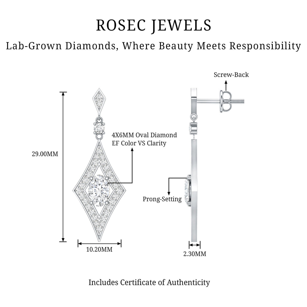 Certified Lab Grown Diamond Dangle Long Earrings