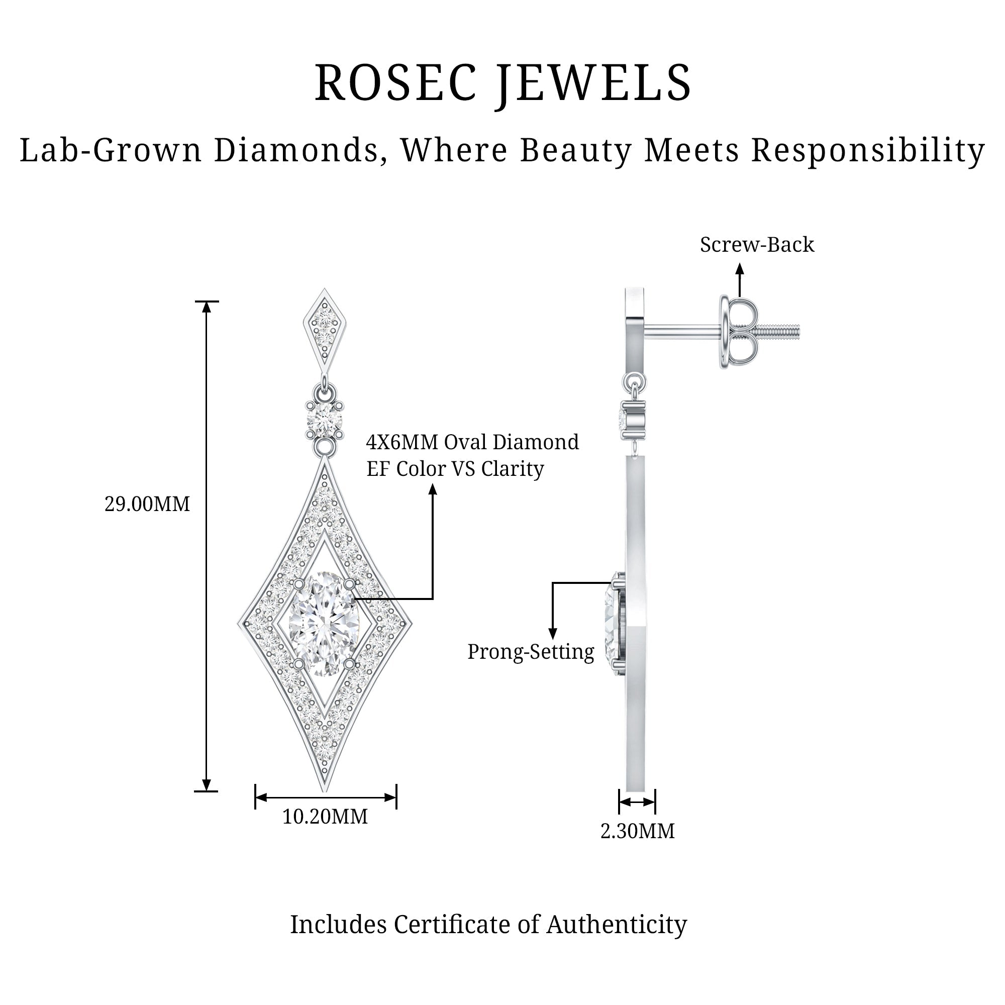 Certified Lab Grown Diamond Dangle Long Earrings