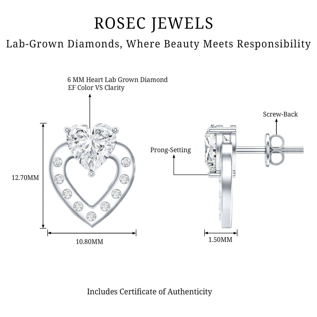 6 MM Lab Grown Diamond Heart Studs For Her
