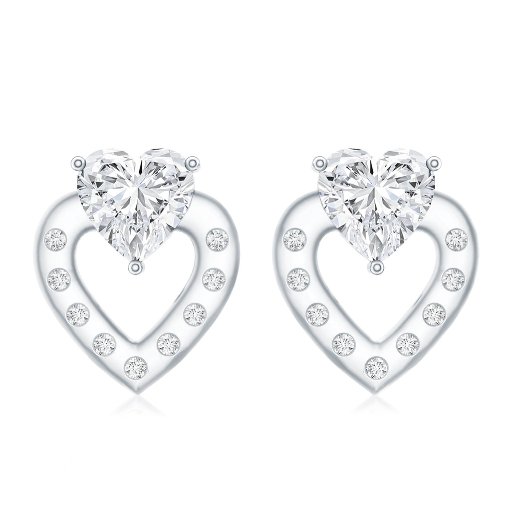 6 MM Lab Grown Diamond Heart Studs For Her