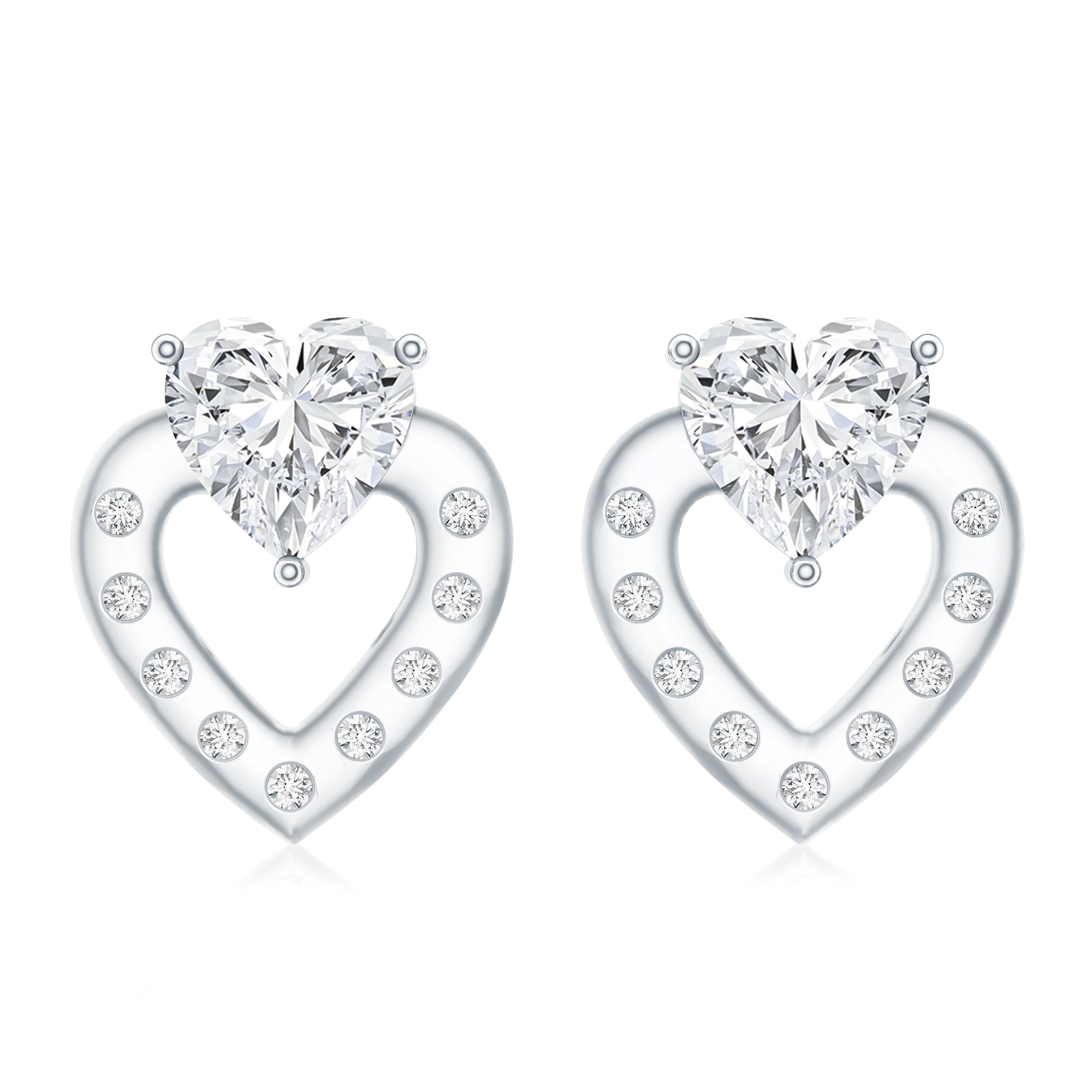6 MM Lab Grown Diamond Heart Studs For Her