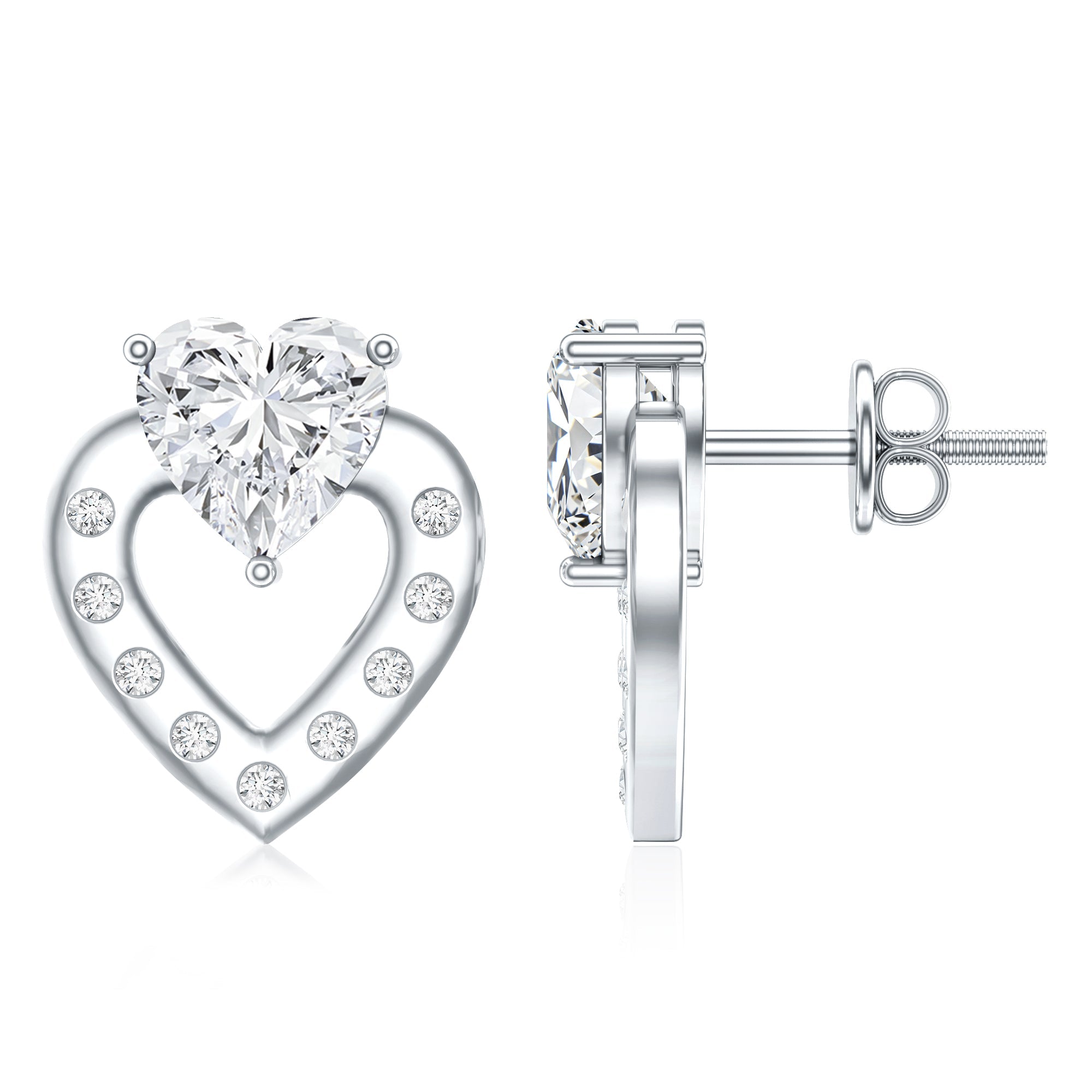6 MM Lab Grown Diamond Heart Studs For Her