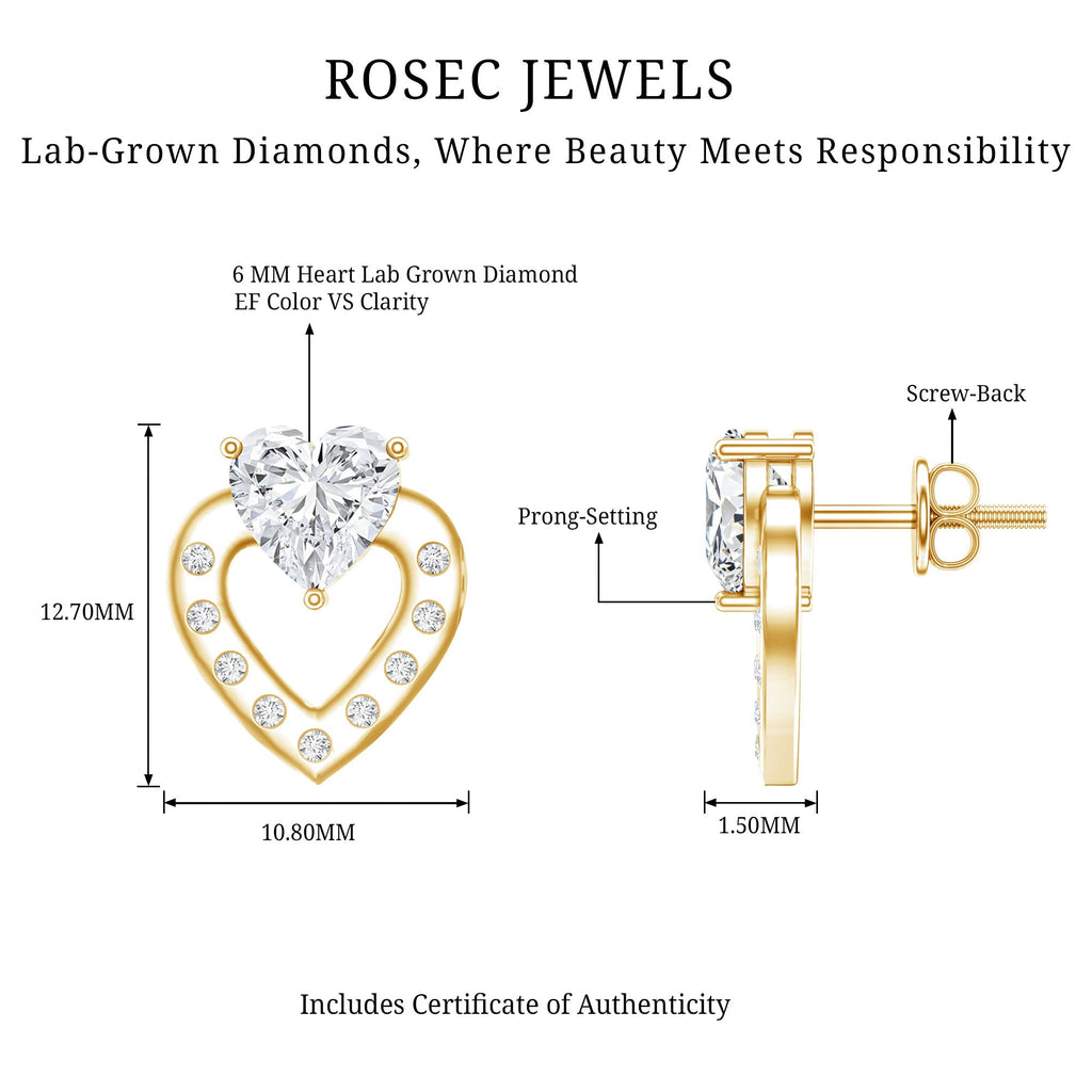 6 MM Lab Grown Diamond Heart Studs For Her