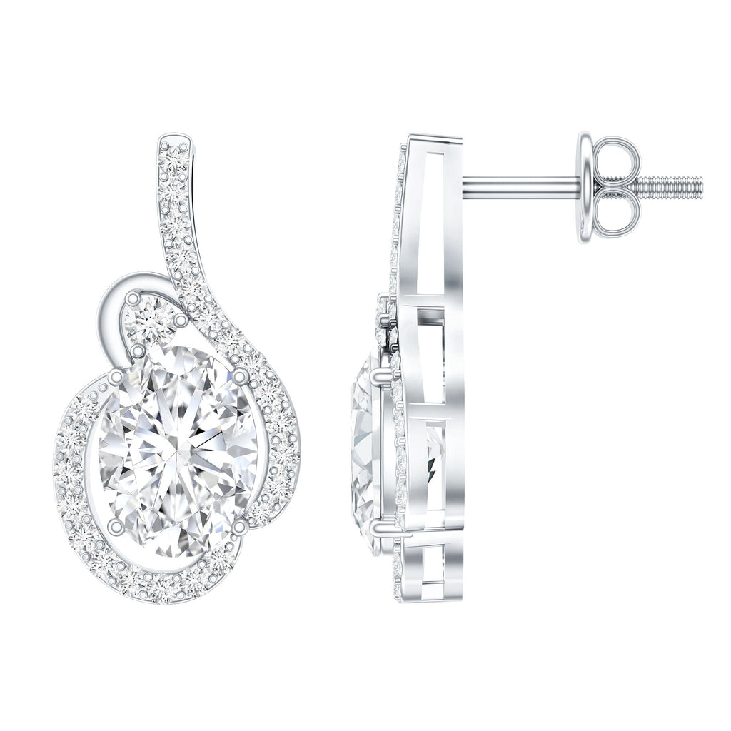 Certified 6X8 MM Oval Lab Grown Diamond Designer Stud Earrings