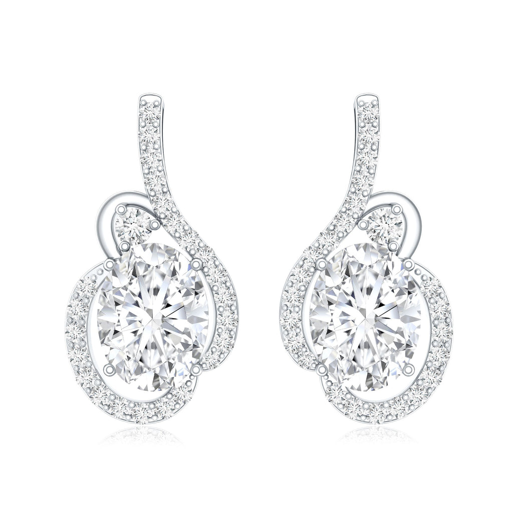 Certified 6X8 MM Oval Lab Grown Diamond Designer Stud Earrings