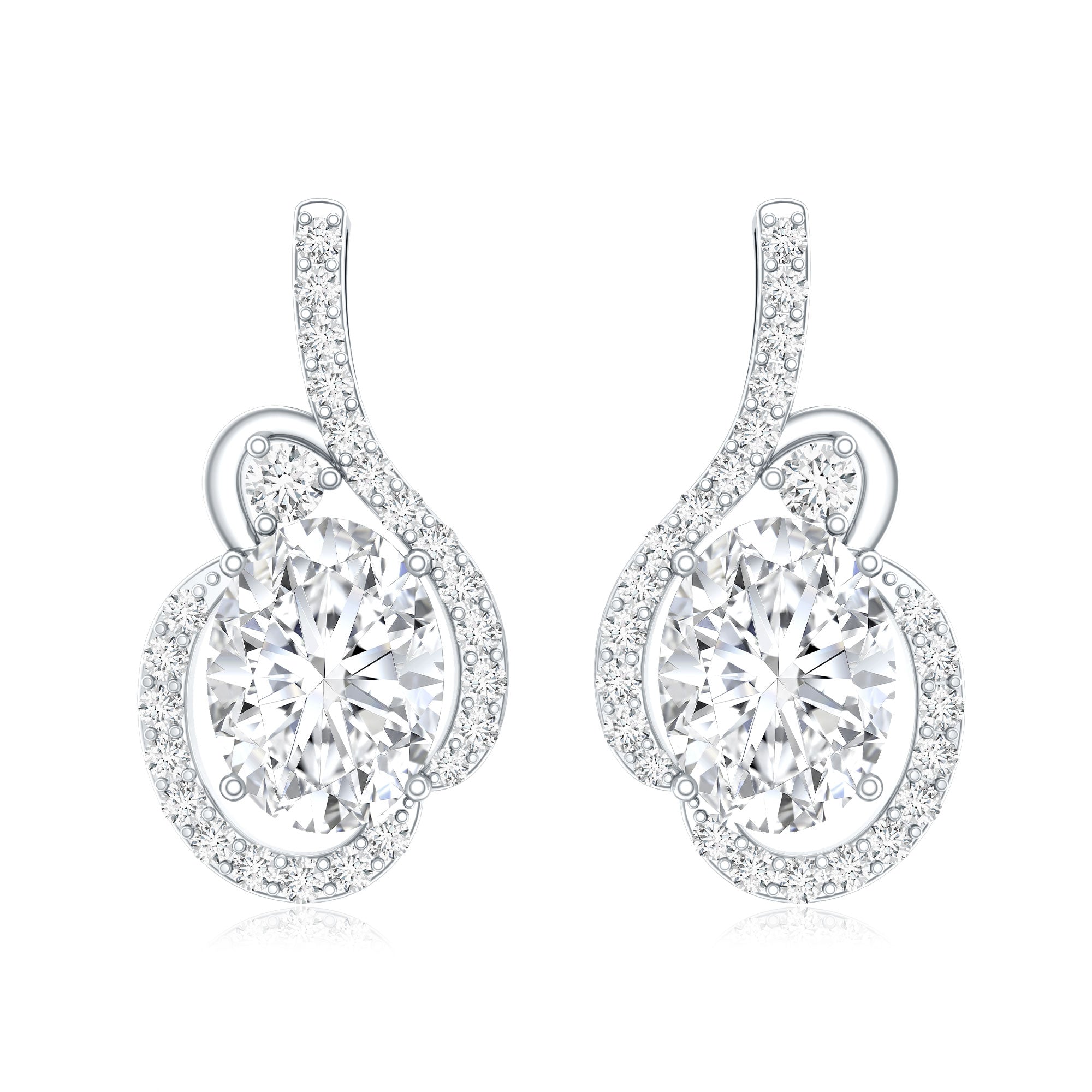 Certified 6X8 MM Oval Lab Grown Diamond Designer Stud Earrings