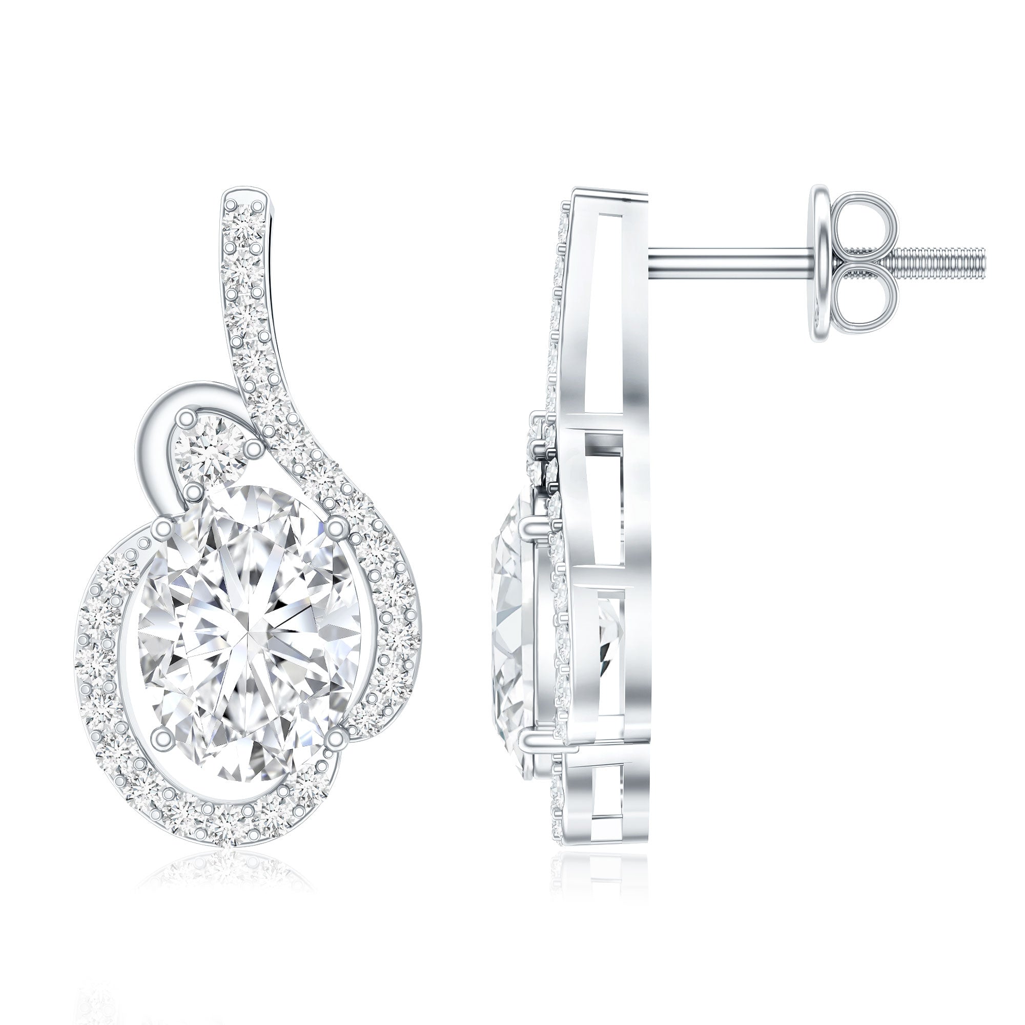 Certified 6X8 MM Oval Lab Grown Diamond Designer Stud Earrings