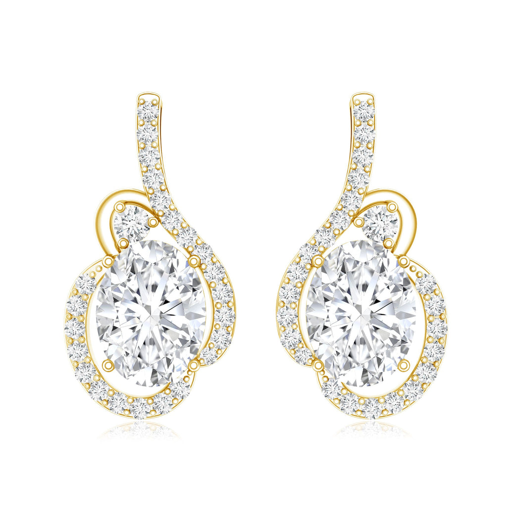Certified 6X8 MM Oval Lab Grown Diamond Designer Stud Earrings