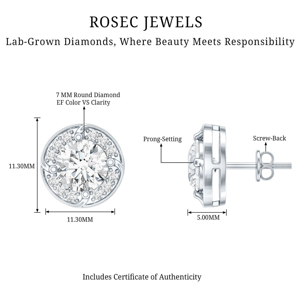 1 Carat Lab Grown Diamond Halo Stud Earrings