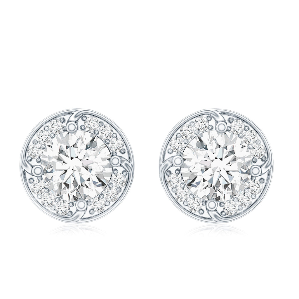 1 Carat Lab Grown Diamond Halo Stud Earrings