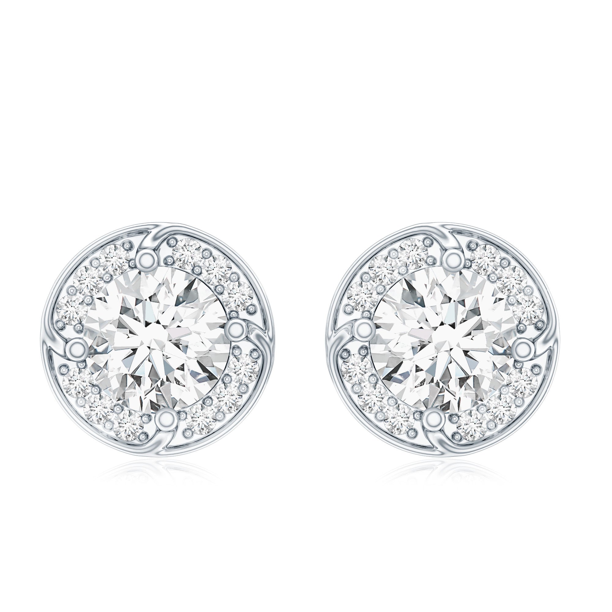 1 Carat Lab Grown Diamond Halo Stud Earrings