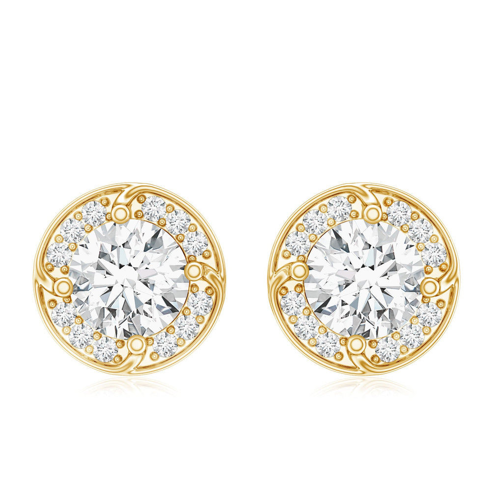 1 Carat Lab Grown Diamond Halo Stud Earrings