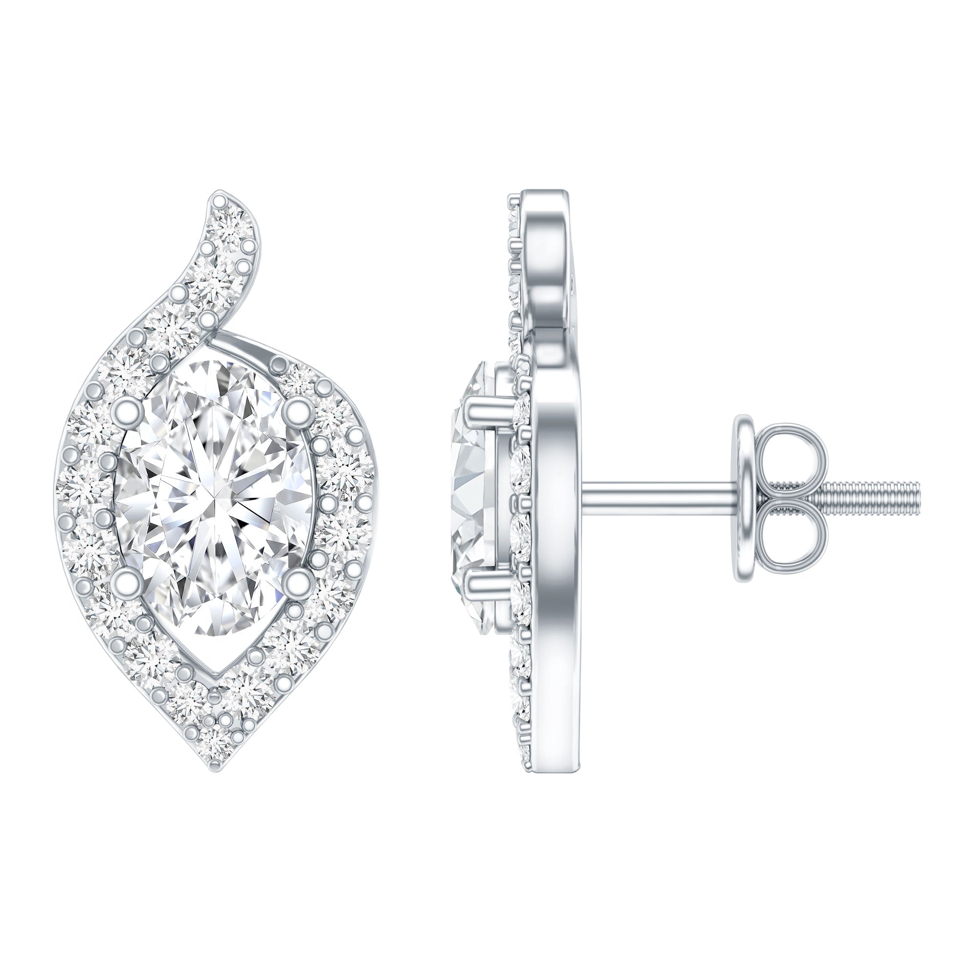 Certified 5X7 MM Oval Lab Grown Diamond Stud Earrings For Women