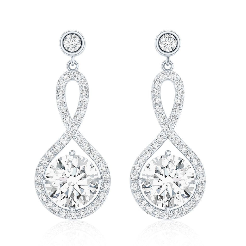 6 MM Lab Grown Diamond Infinity Dangle Earrings For Women