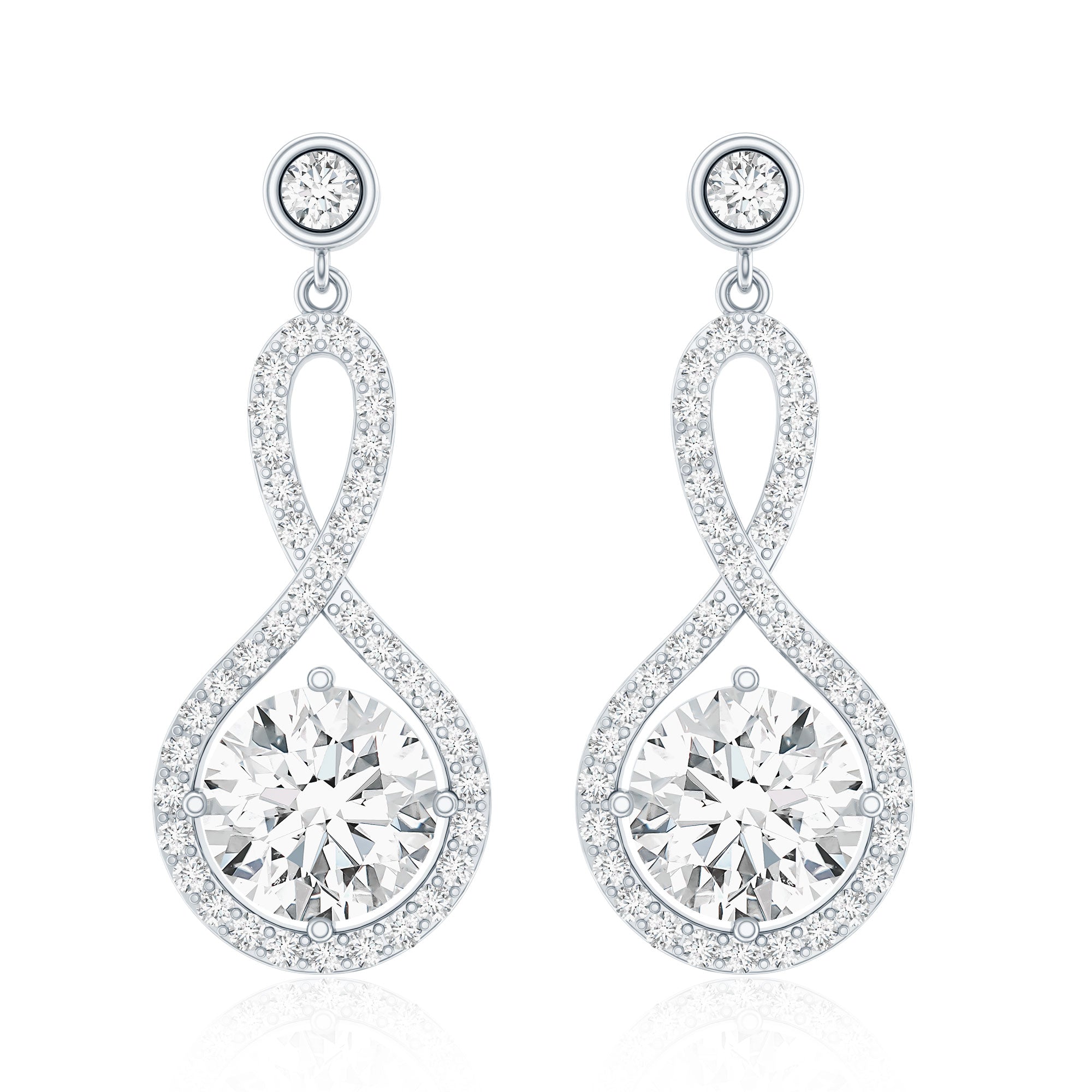 6 MM Lab Grown Diamond Infinity Dangle Earrings For Women