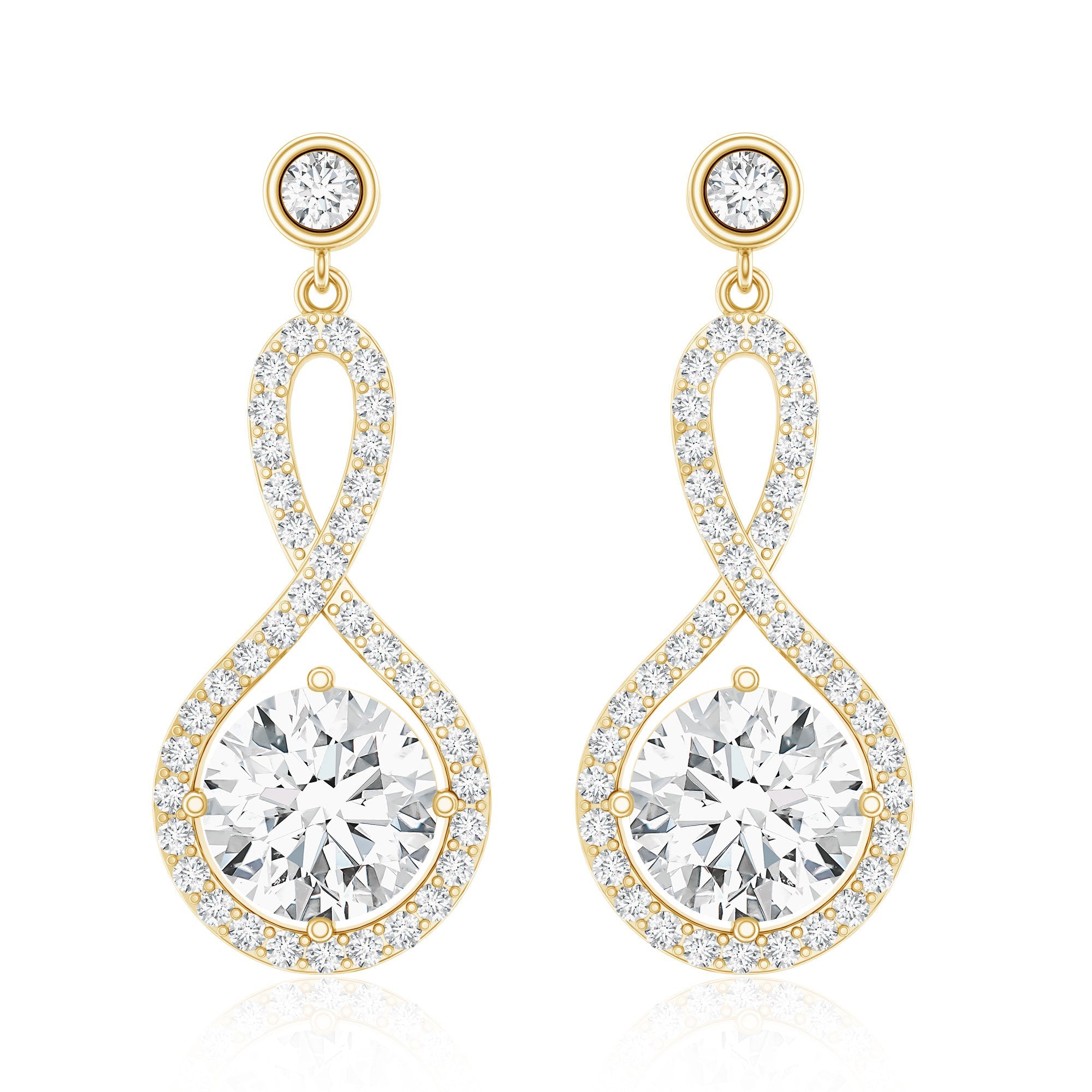 6 MM Lab Grown Diamond Infinity Dangle Earrings For Women
