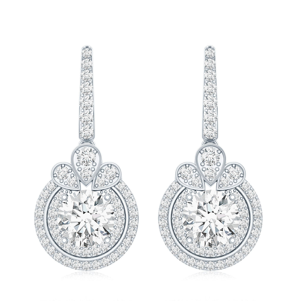 Certified Lab Grown Diamond Bridal Wedding Drop Earrings