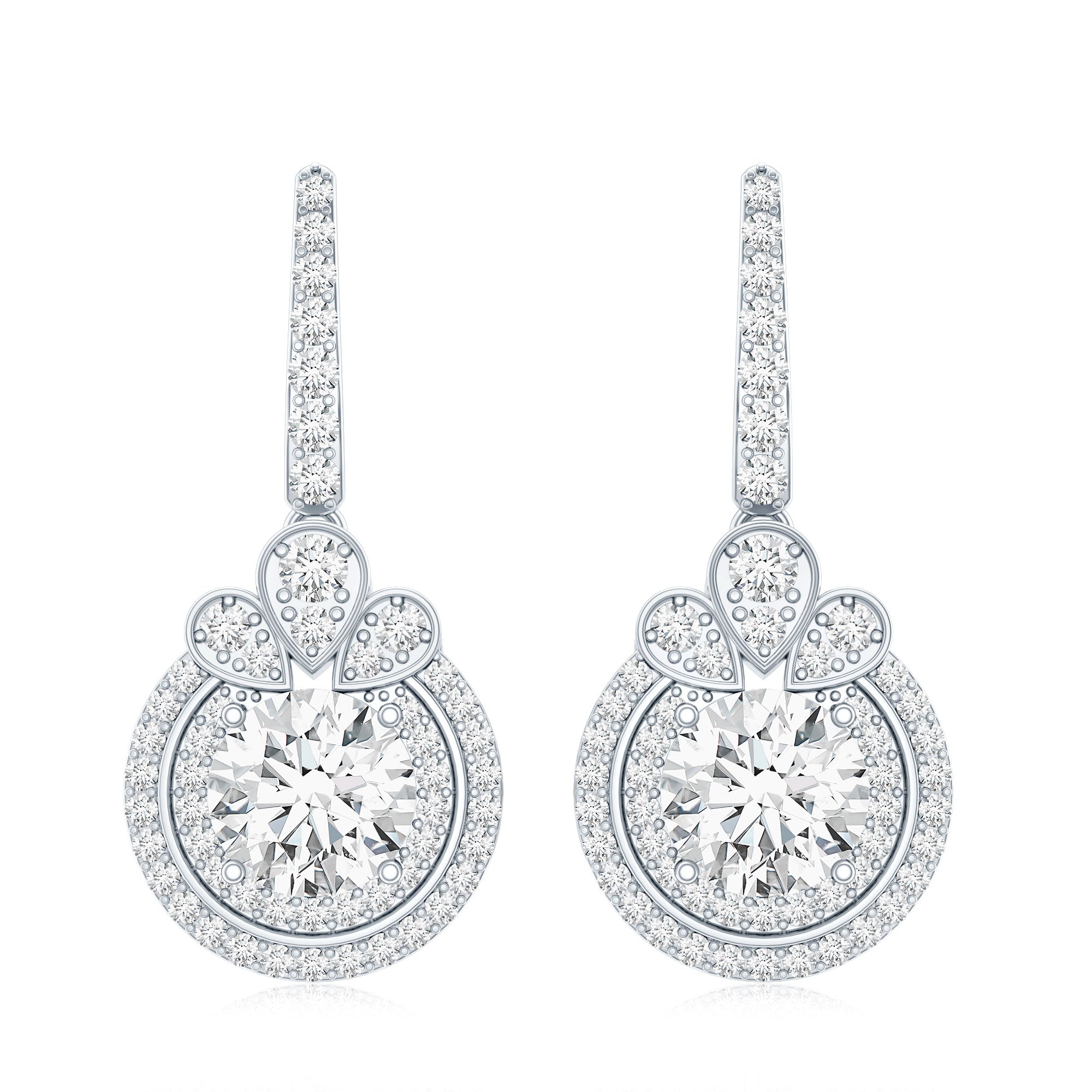 Certified Lab Grown Diamond Bridal Wedding Drop Earrings