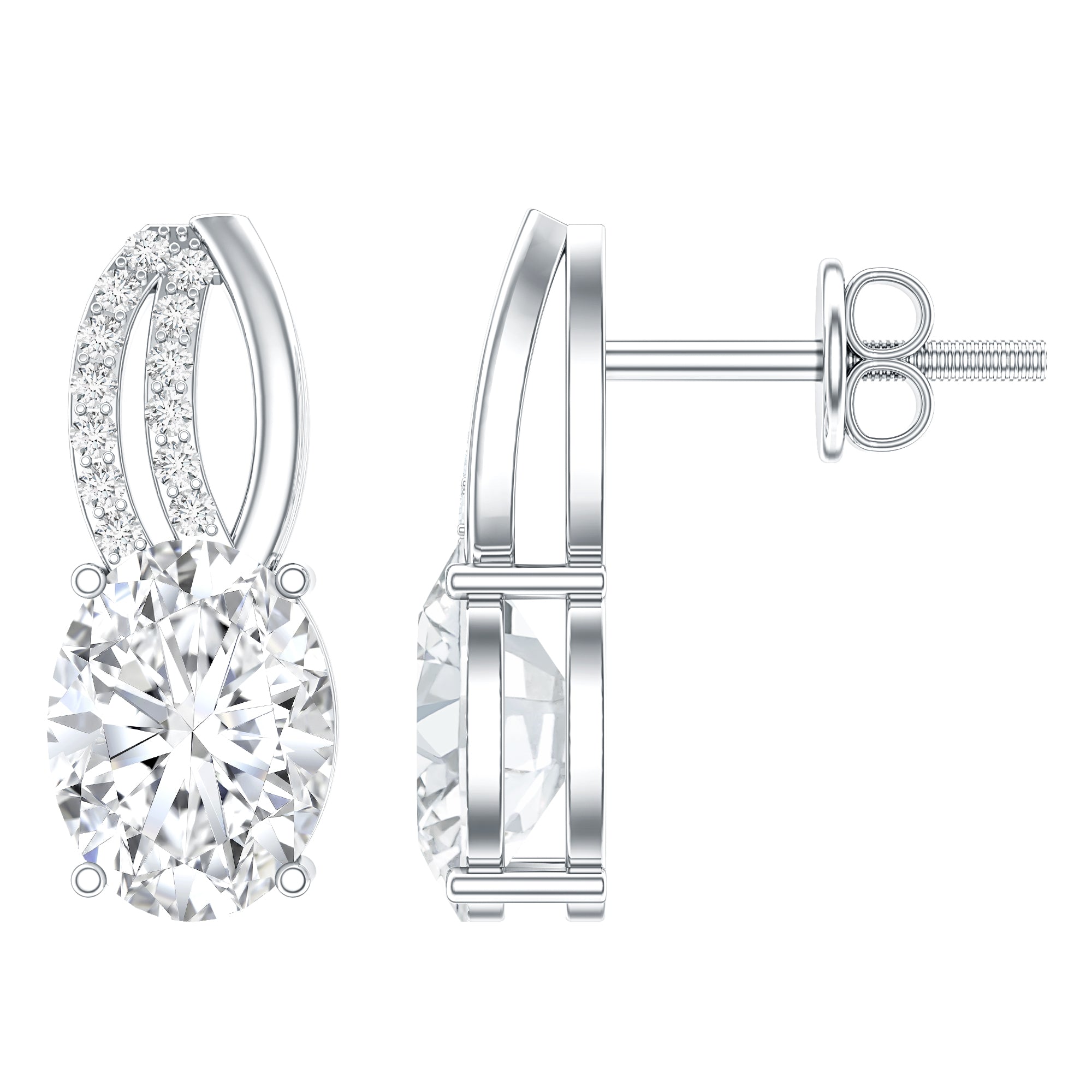 6X8 MM Oval Lab Grown Diamond Designer Studs For Women