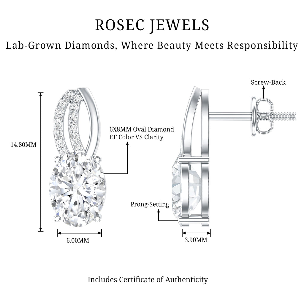 6X8 MM Oval Lab Grown Diamond Designer Studs For Women