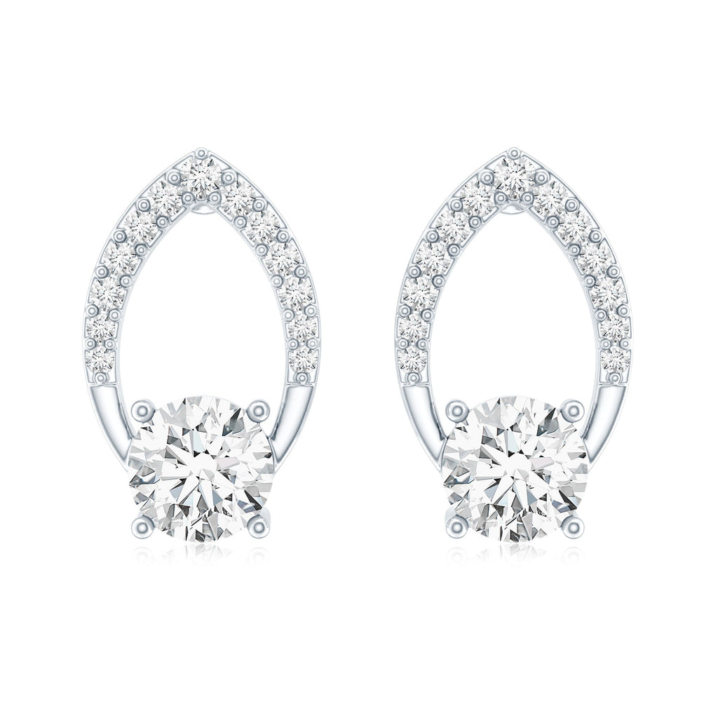 Certified 5 MM Lab Grown Diamond Leaf Stud Earrings