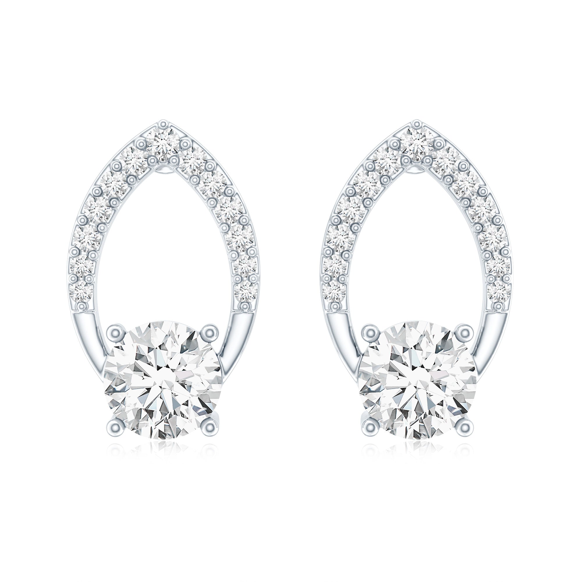 Certified 5 MM Lab Grown Diamond Leaf Stud Earrings